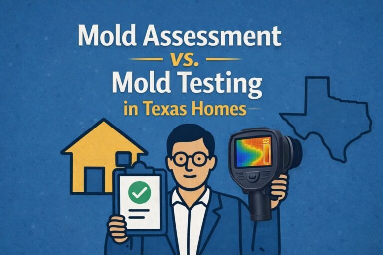 Mold assessment vs mold testing illustration